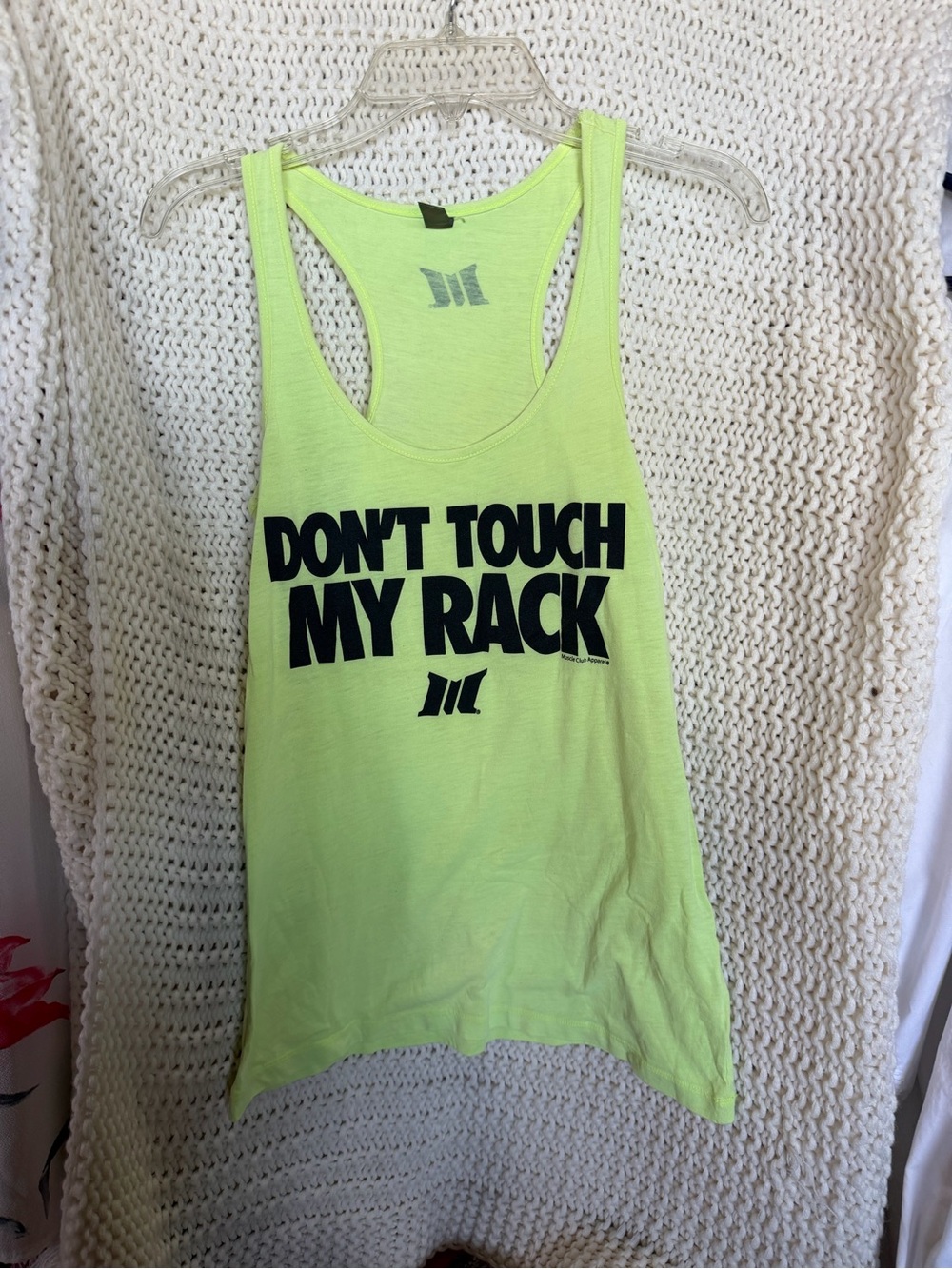 Don’t Touch My Rack Neon Yellow Racerback Tank Top - MCA